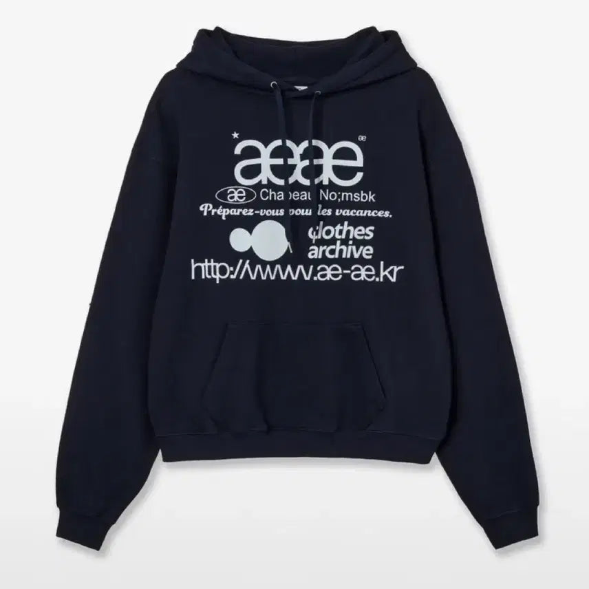 [BUNJANG] AAEAII Web Logo Loose Hoodie Navy Size 0 / 에이이에이이 웹로고 루즈 후드티 네이비 0사이즈