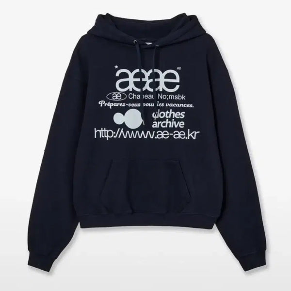 [BUNJANG] AAEAII Web Logo Loose Hoodie Navy Size 0 / 에이이에이이 웹로고 루즈 후드티 네이비 0사이즈
