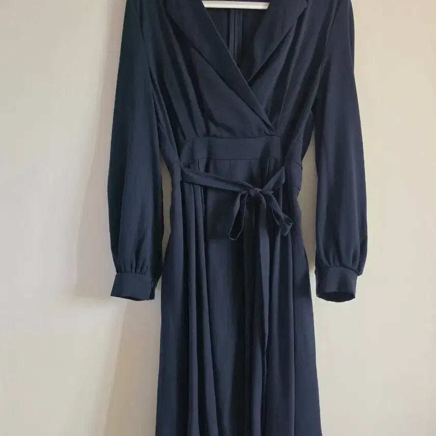 [BUNJANG] Ribbon Flare Midi Dress Navy / 리본 플레어 미디 원피스