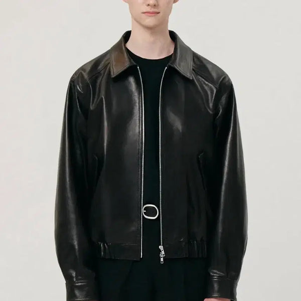 [BUNJANG] Dope Jasons Premium Oversized Lambskin Vegetable Bomber Jacket Black L / (L) 도프제이슨 프리미엄 오버핏 램스킨 베지터블 보머 자켓