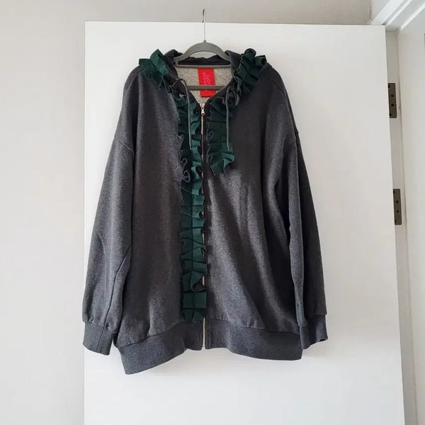 [BUNJANG] Lucky Chouette Frill Hoodie Zip-up / 럭키슈에뜨 프릴 후드집업