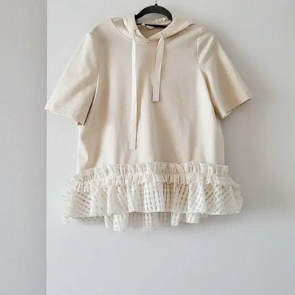 [BUNJANG] Ozzie Coen Frill Hoodie T-Shirt / 오즈세컨 프릴후드 티셔츠/55