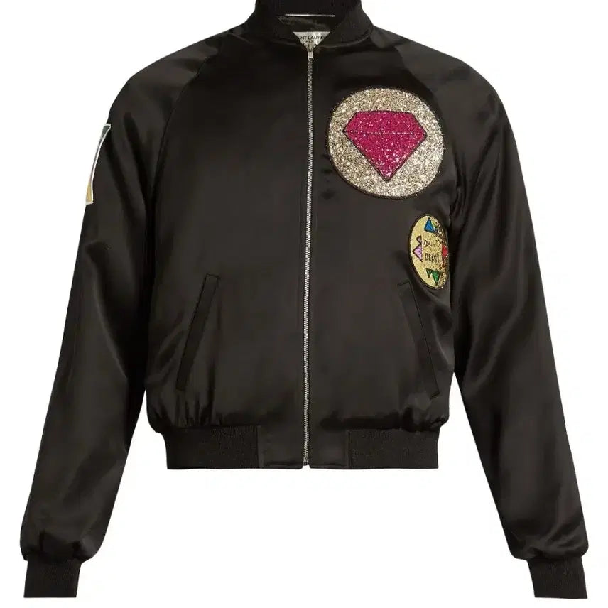 [BUNJANG] Saint Laurent 17SS Diamond Patch Satin Bomber Jacket / 생로랑 17ss 다이아 패치 새틴 봄버 42