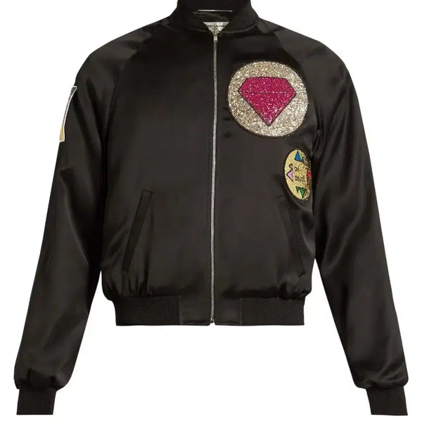 [BUNJANG] Saint Laurent 17SS Diamond Patch Satin Bomber Jacket / 생로랑 17ss 다이아 패치 새틴 봄버 42