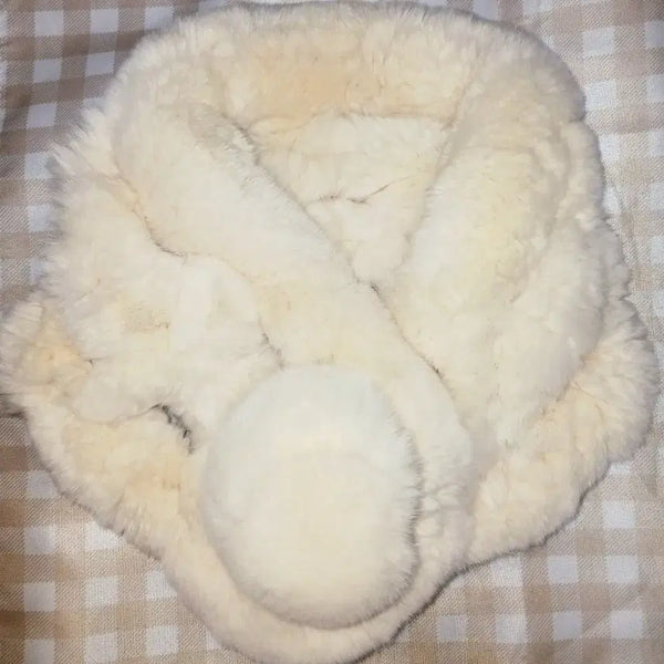 [BUNJANG] Vintage Barbie Rex Fur Pom Pom Scarf Muffler / 빈티지 바비 Barbie 렉스 털 방울 목도리 퍼 머플러 갸루 패션