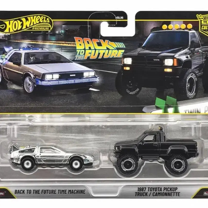 [BUNJANG] Hot Wheels Premium Back to the Future Time Machine & 1987 Toyota Pickup Truck 2-Pack 1:64 Scale Diecast Model Cars / 1:64 핫휠 프리미엄 백투더퓨처 타임머신 1987 도요타 픽업트럭 2팩 다이캐스트 2pack 모형 자동차 모델