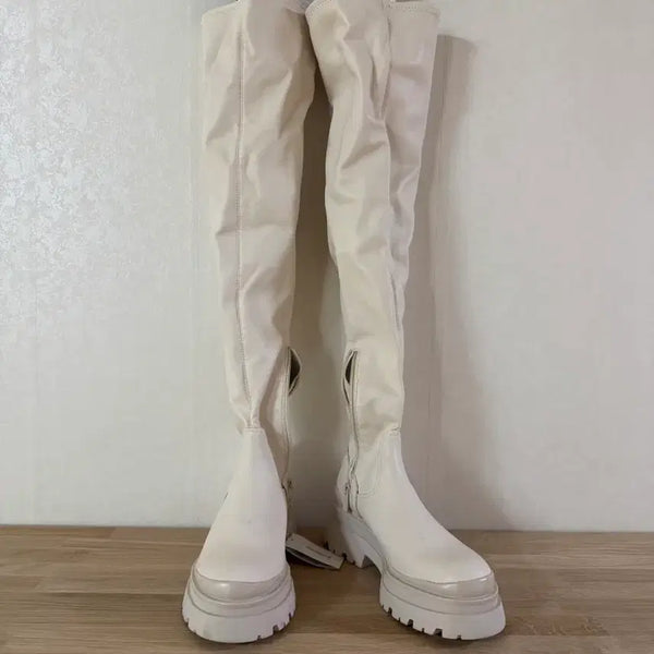 [BUNJANG] Ivory High Knee Boots - Size 38 (240) / 싸이하이 롱부츠 아이보리색 새상품 38사이즈 240