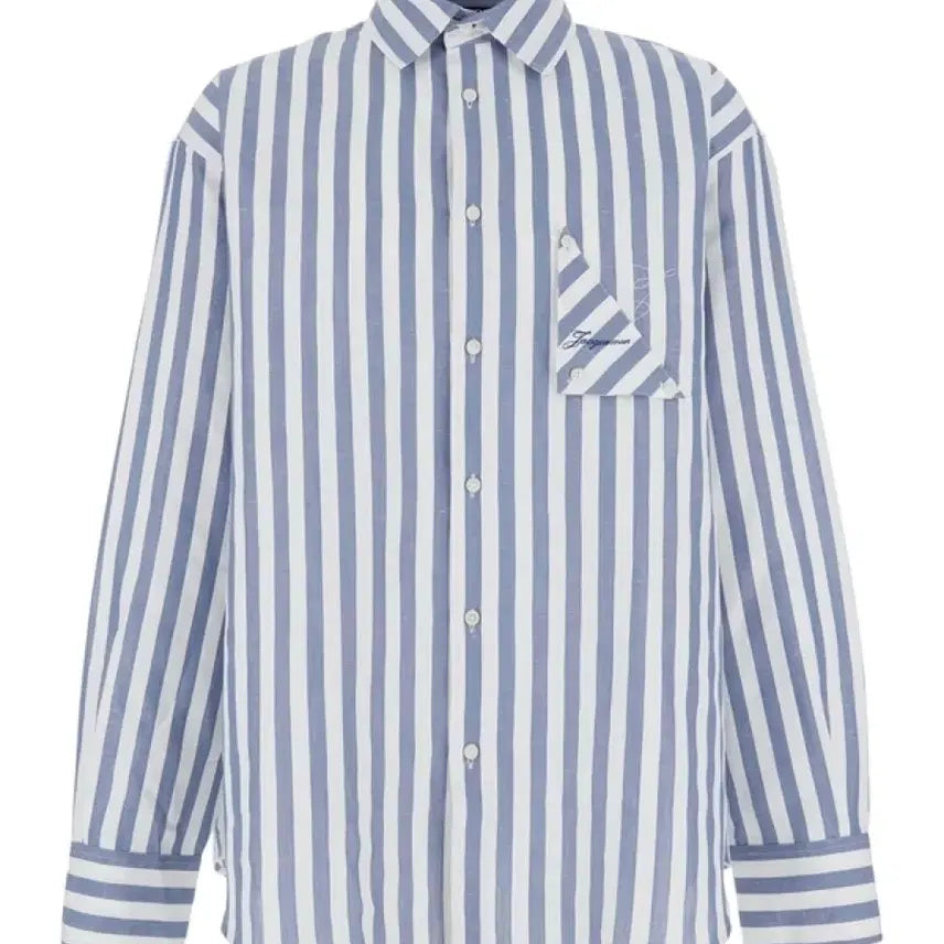 [BUNJANG] Jacquemus Le Bobie Shirt Blue & White Stripe Cotton Blend Oversized / 자크뮈스 보이리에 셔츠 50 (새상품)