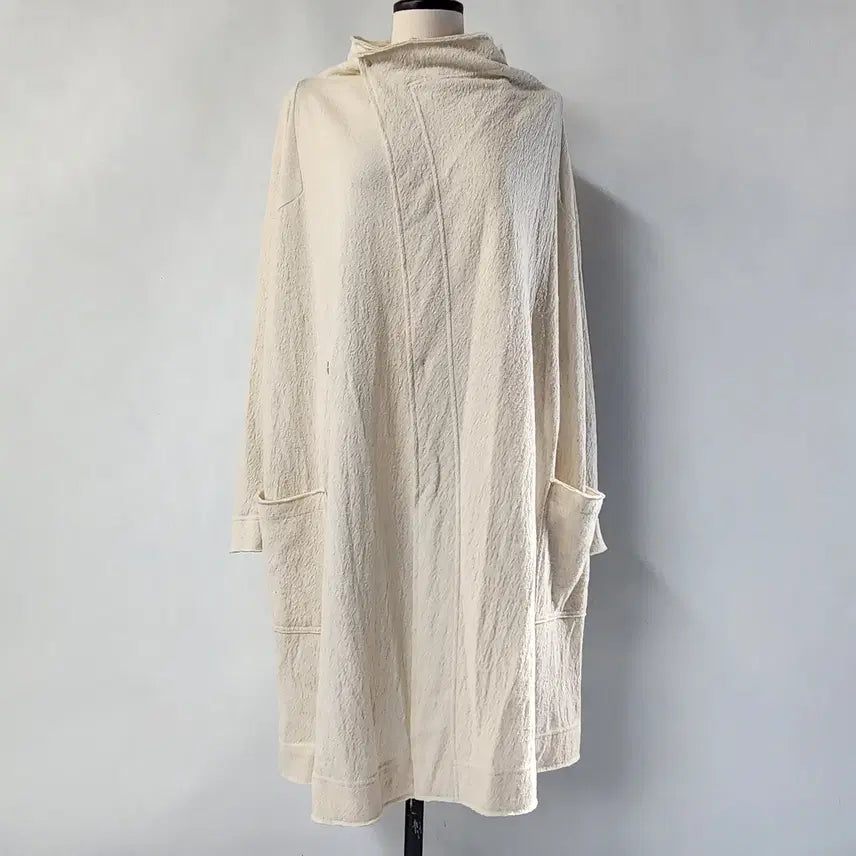 [BUNJANG] Plantation Wool 100% Crinkle Long Robe Coat (M) / [정품] 일본 플랜테이션 울 100% 크링클 롱 로브 코트 M