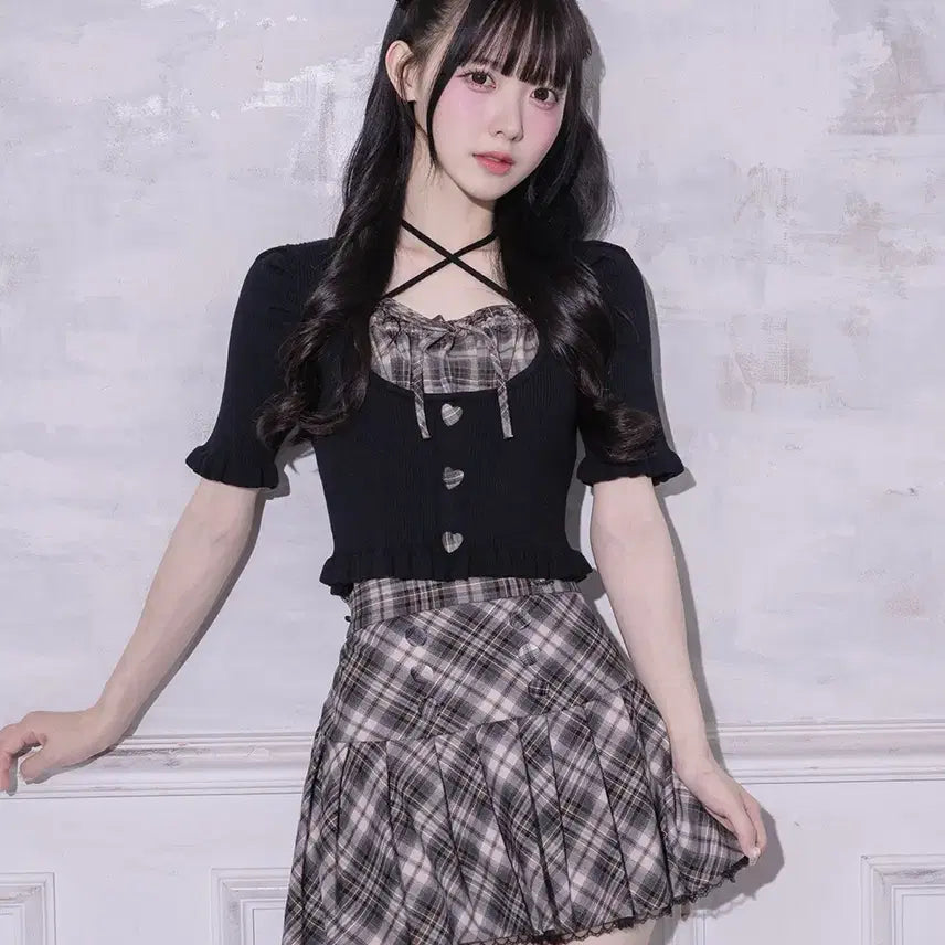 [BUNJANG] Pium Plaid Pleated Mini Skirt / pium 피움 체크 플리츠 미니스커트 지뢰계 양산형 걸리 일브