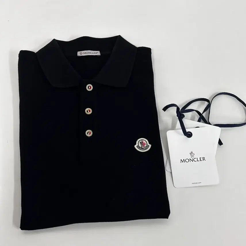 [BUNJANG] Moncler Black Short-Sleeve Polo T-shirt S / 몽클레어 블랙 반팔 폴로티셔츠 S