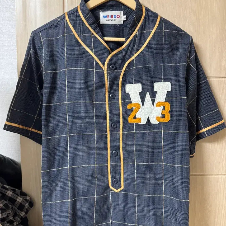 [BUNJANG] WEEDO Baseball Shirt Checkered Pattern / 위어도 베이스볼 셔츠