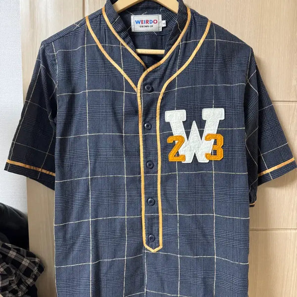 [BUNJANG] WEEDO Baseball Shirt Checkered Pattern / 위어도 베이스볼 셔츠