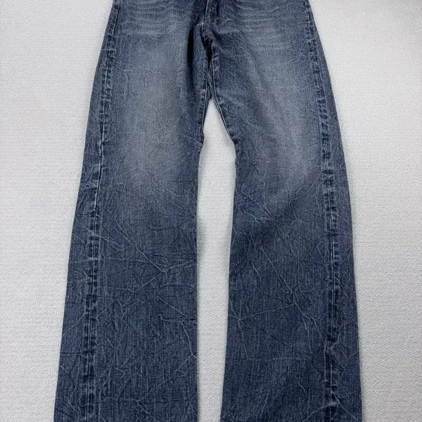 [BUNJANG] Circum Mid-Blue Washed Loose Fit Denim / Circum 중청 워싱 루즈핏 데님