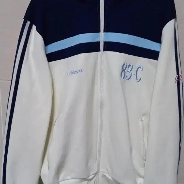 [BUNJANG] Adidas Rare White Navy Track Top Jersey Zip-Up M / 아디다스 희귀 화이트 네이비 트랙탑 저지 져지집업 95/M