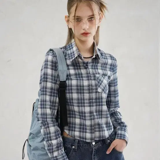 [BUNJANG] Urban Dress Check Slim Fit Shirt Women's M / 어반드레스 체크 슬림핏 남방 여성용 M