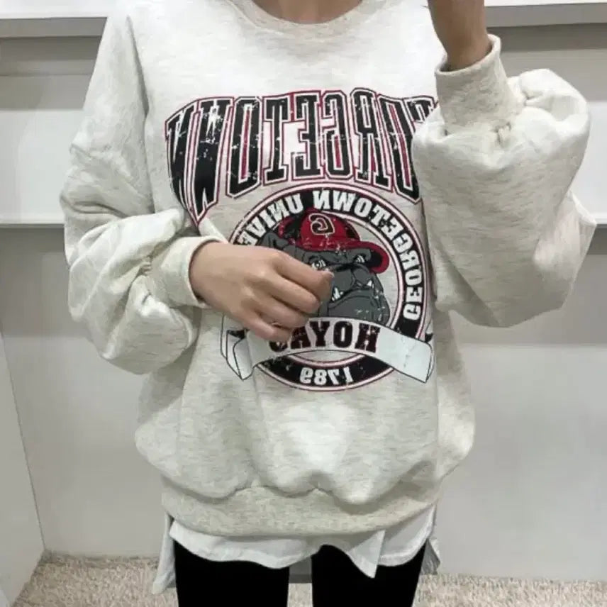 [BUNJANG] French Bulldog Oversized Sweatshirt / 프렌치불독 오버핏 맨투맨