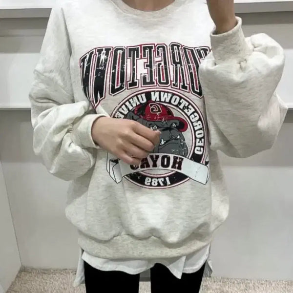 [BUNJANG] French Bulldog Oversized Sweatshirt / 프렌치불독 오버핏 맨투맨