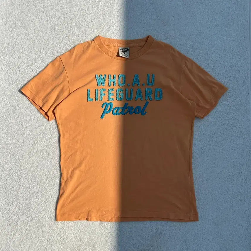[BUNJANG] Who.A.U Orange Life Guard Patrol Short Sleeve T-Shirt / 후아유 오렌지 라이프가드 패트롤 반팔티셔츠