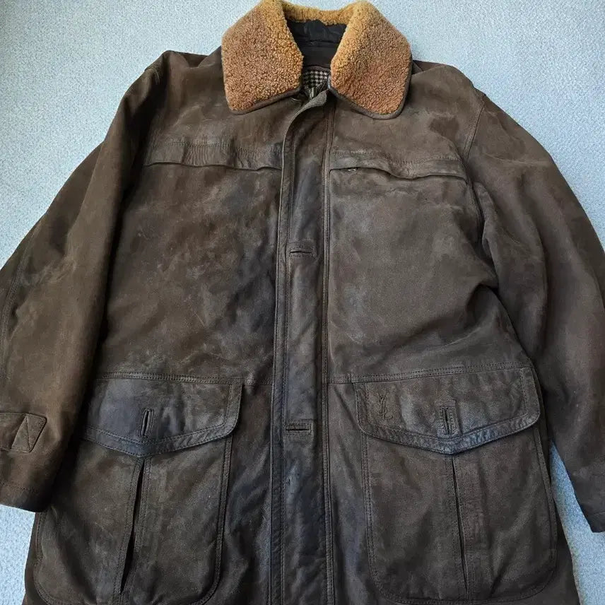 [BUNJANG] Yves Saint Laurent Men's Leather Shearling Jacket / 입생로랑 YSL 남성 가죽 무스탕 자켓 100-105