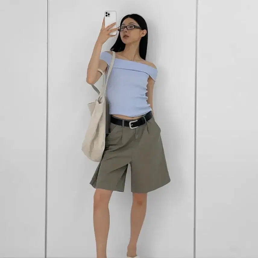 [BUNJANG] Black Up Miyu Linen-Like Half Pants Charcoal M / 블랙업 미유 린넨라이크 하프팬츠 차콜 m사이즈