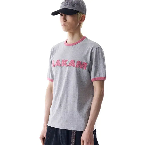 [BUNJANG] Aakam Logo Patch Ringer T-Shirt Pink Size 2 / 아캄 aakam 로고 패치 링거 티 핑크 2사이즈