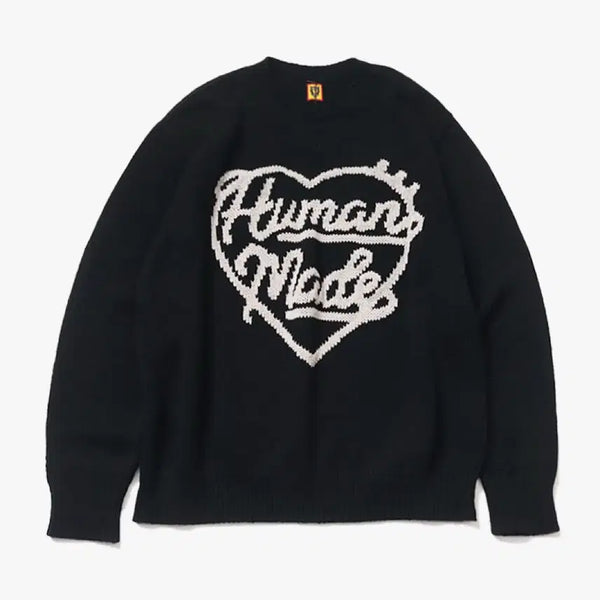 [BUNJANG] Human Made Low Gauge Knit Sweater Black Heart Logo / 휴먼메이드 로우게이지 니트 스웨터