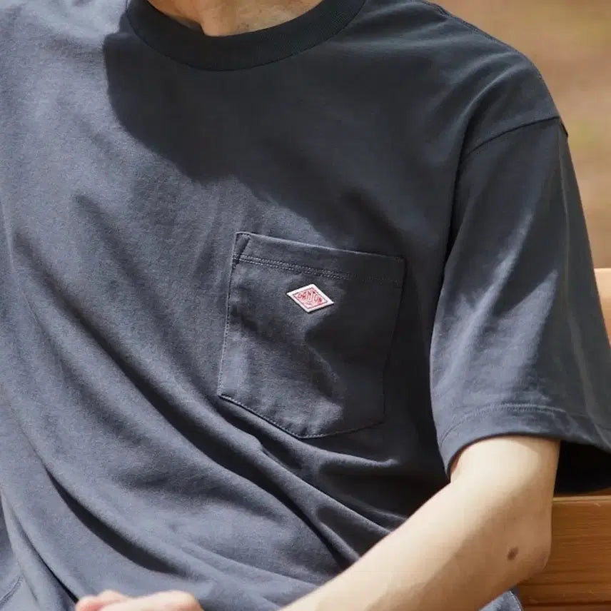 [BUNJANG] DanTon Plain Short Sleeve Pocket T-Shirt, Coal Grey / 단톤 플레인 숏슬리브 포켓 티셔츠 콜 그레이 [S,M]