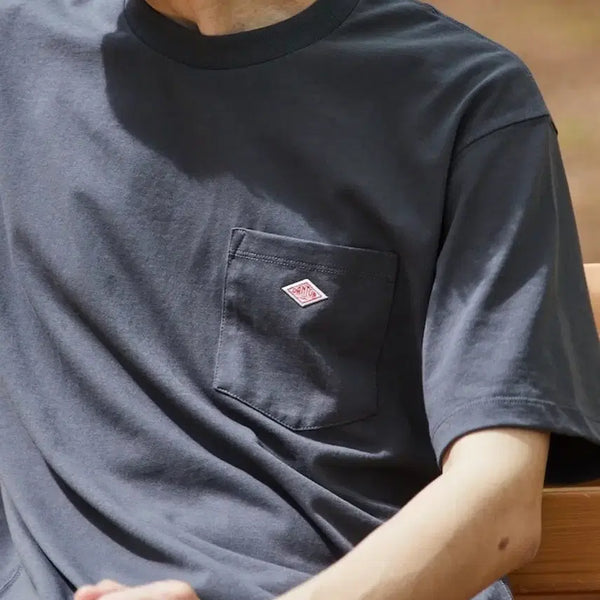 [BUNJANG] DanTon Plain Short Sleeve Pocket T-Shirt, Coal Grey / 단톤 플레인 숏슬리브 포켓 티셔츠 콜 그레이 [S,M]
