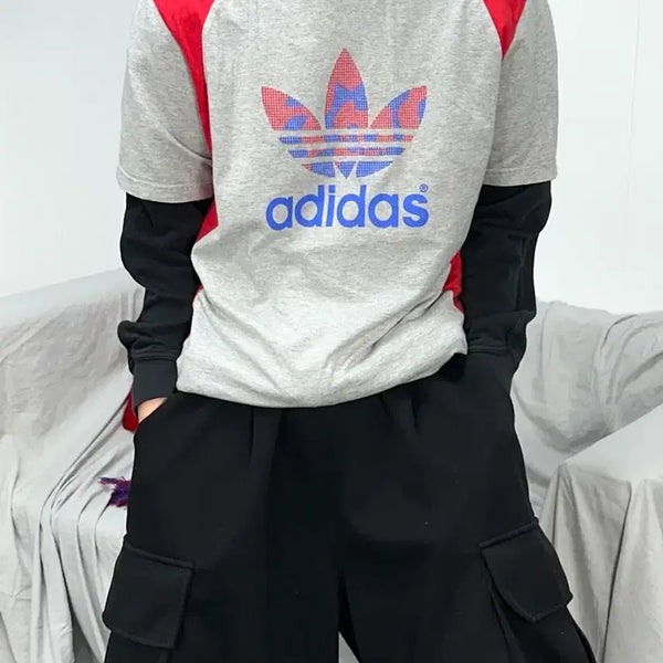 [BUNJANG] Adidas Old School Big Logo T-Shirt / 아디다스 올드스쿨 빅로고 그레이 반팔티