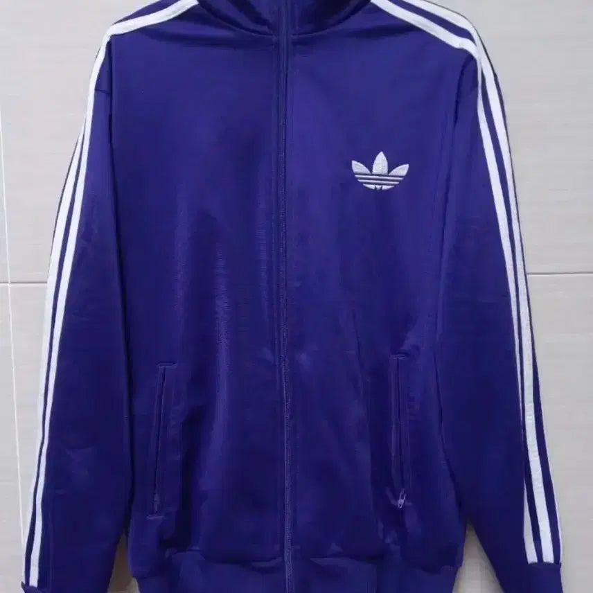 [BUNJANG] Adidas Firebird Purple White Track Top Jersey Zip-Up Size 95/M / 아디다스 파이어버드 퍼플 보흰 보라 트랙탑 저지 져지집업 95/M