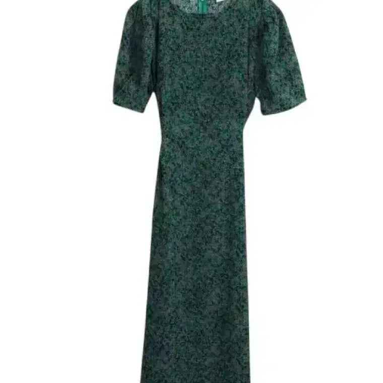 [BUNJANG] Dwell Green Pattern Short Sleeve Long Dress / 여성F/ 국내제작 두웰 그린 패턴 반팔 롱원피스 37-16