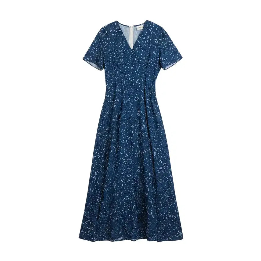 [BUNJANG] LUOS ROOM Women's Blue Pattern Short Sleeve Long Dress / 여성F/ LUOS ROOM 블루 시원 패턴 반팔 롱원피스 37-25