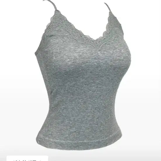 [BUNJANG] Gray Lace Camisole Sleeveless Top / 그레이 레이스 캡나시 슬리브리스