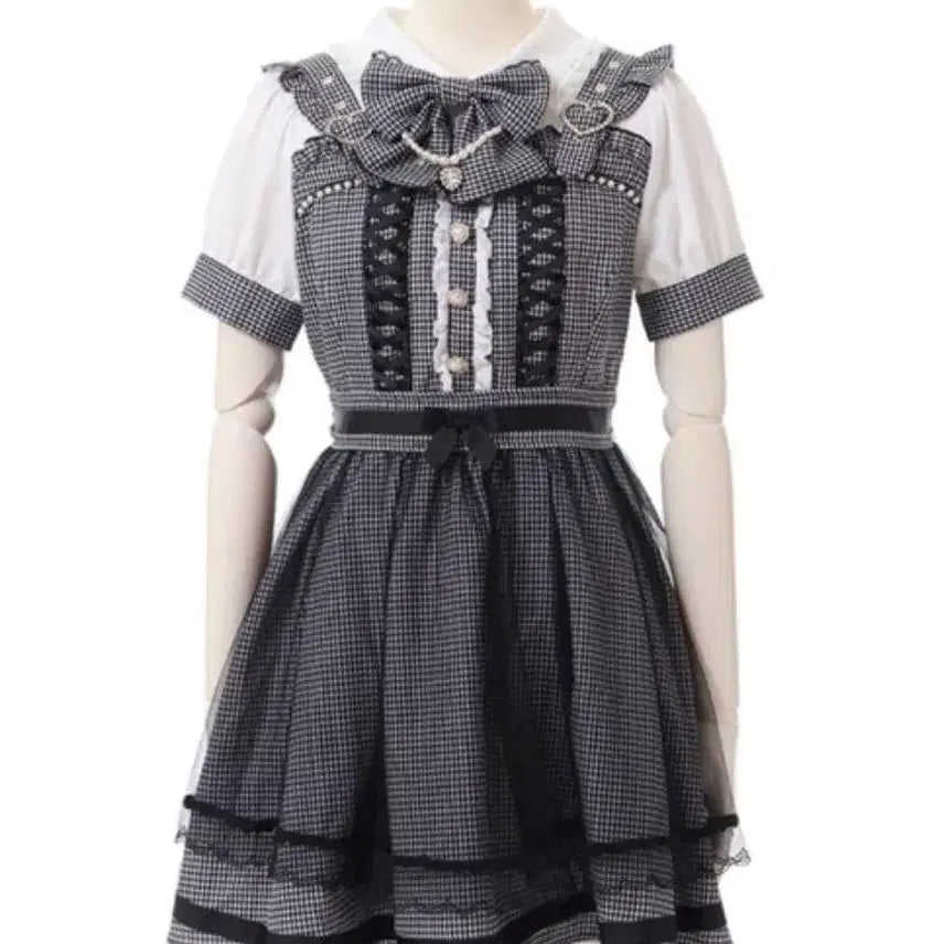 [BUNJANG] Lizlisa Houndstooth Apron Dress / 리즈리사 하운드 투스 에이프런 원피스