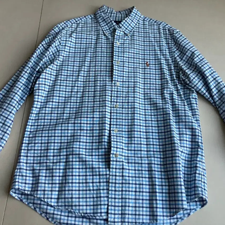 [BUNJANG] Polo Ralph Lauren Checked Shirt Blue L (105) / 폴로 랄프로렌 체크 남방 셔츠 블루 L사이즈(105)
