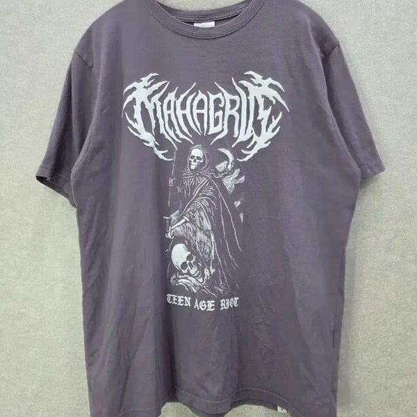 [BUNJANG] Mahagrid Skeleton Goth Logo Short Sleeve T-Shirt / 마하그리드 스켈레톤 고스 로고 반팔티 펑크룩