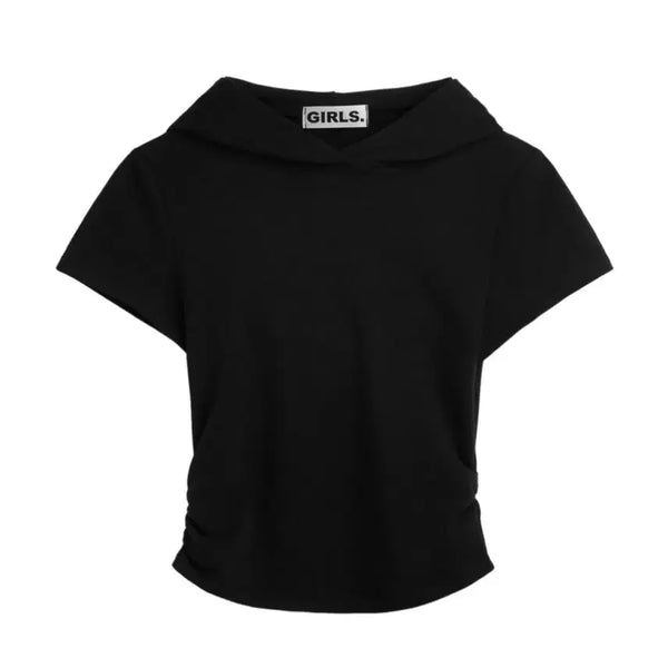 [BUNJANG] GirlsGirls Shirring Hoodie Short Sleeve T-shirt / 새상품) 걸스걸스 셔링 후드티 반팔