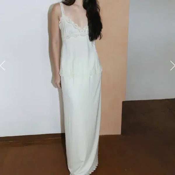[BUNJANG] Monoha Lace Trimmed Flow Jersey Camisole Melon Cream Set / 모노하 레이스 트리밍 플로우 져지 캐미솔 멜론 크림 세트