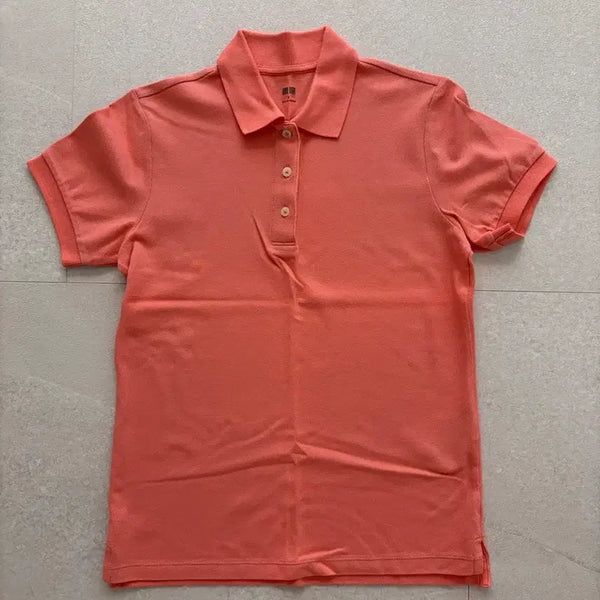 [BUNJANG] Uniqlo Short-Sleeve Collar T-Shirt Coral / 유니클로 반팔 카라티 코랄색