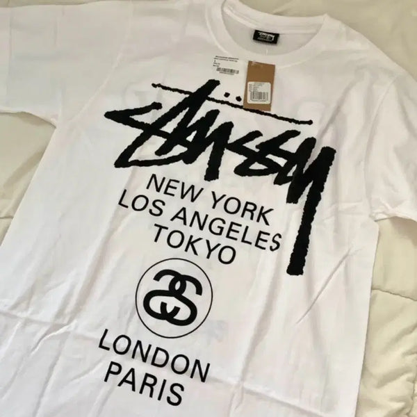 [BUNJANG] Stussy World Tour T-shirt White / 스투시 월드투어 반팔 화이트 새상품 (S, M, L)