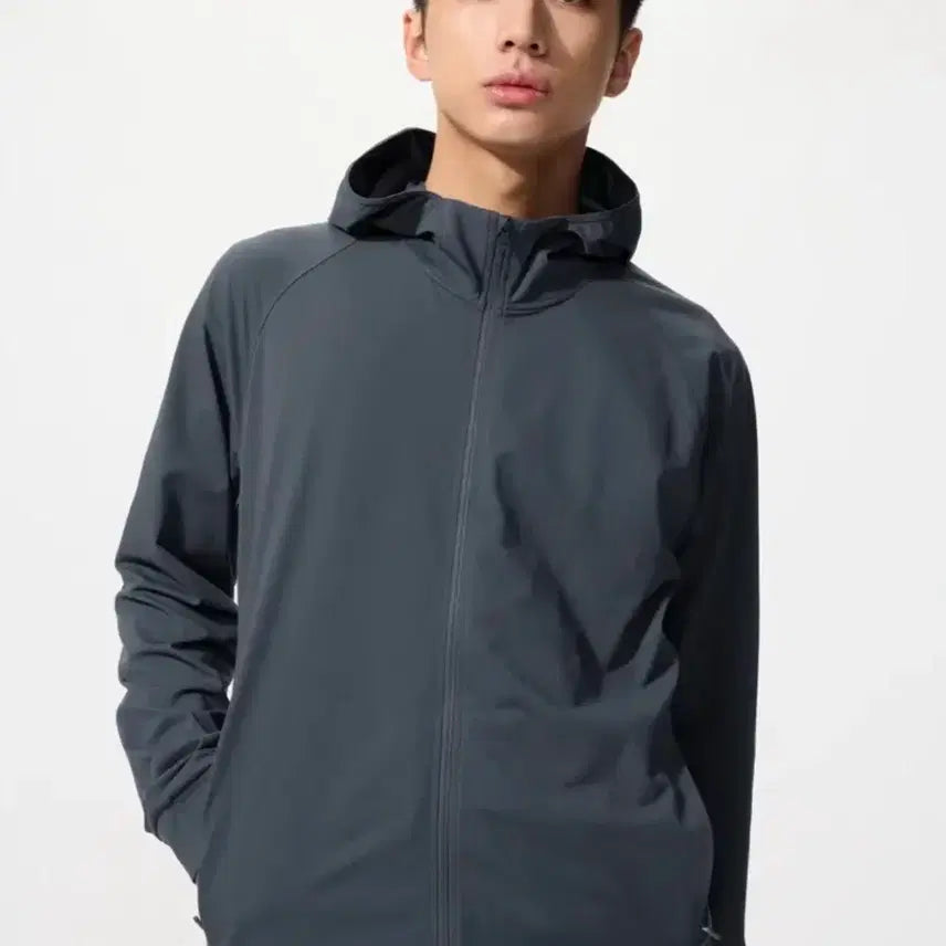 [BUNJANG] Uniqlo Dry Ex UV Cut Full Zip Hoodie Parka Grey / [M]유니클로 드라이 ex uv 차단 풀집업 파카 그레이