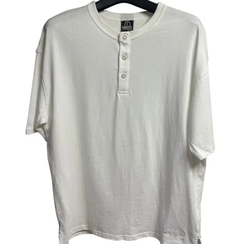 [BUNJANG] Prismworks White Oversized Henry Neck T-shirt (L) / 프리즘웍스 화이트 오버핏 헨리넥 반팔티 L