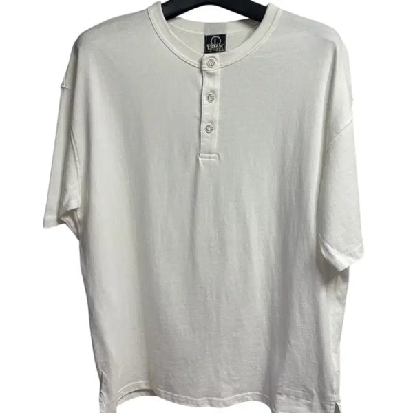 [BUNJANG] Prismworks White Oversized Henry Neck T-shirt (L) / 프리즘웍스 화이트 오버핏 헨리넥 반팔티 L