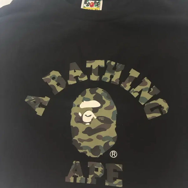 [BUNJANG] BAPE First Camo College T-Shirt Black Green / 베이프 퍼스트 카모 컬리지 티셔츠 블랙 그린
