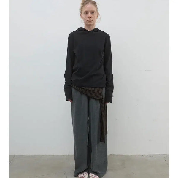 [BUNJANG] Nothing Everything Snug Hoodie Long Sleeve T-Shirt Black / 낫띵에브리띵 스너그 후드 롱슬리브티 블랙