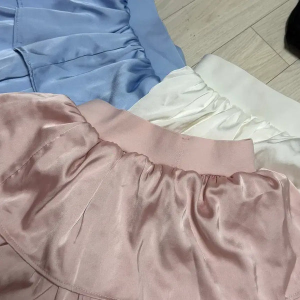 [BUNJANG] Satin Tiered Mini Skirt / 새틴 캉캉 미니스커트 새상품