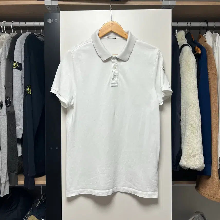 [BUNJANG] Moncler Patch Logo Short Sleeve Polo Shirt / [M]몽클레르 패치 로고 반팔 카라티