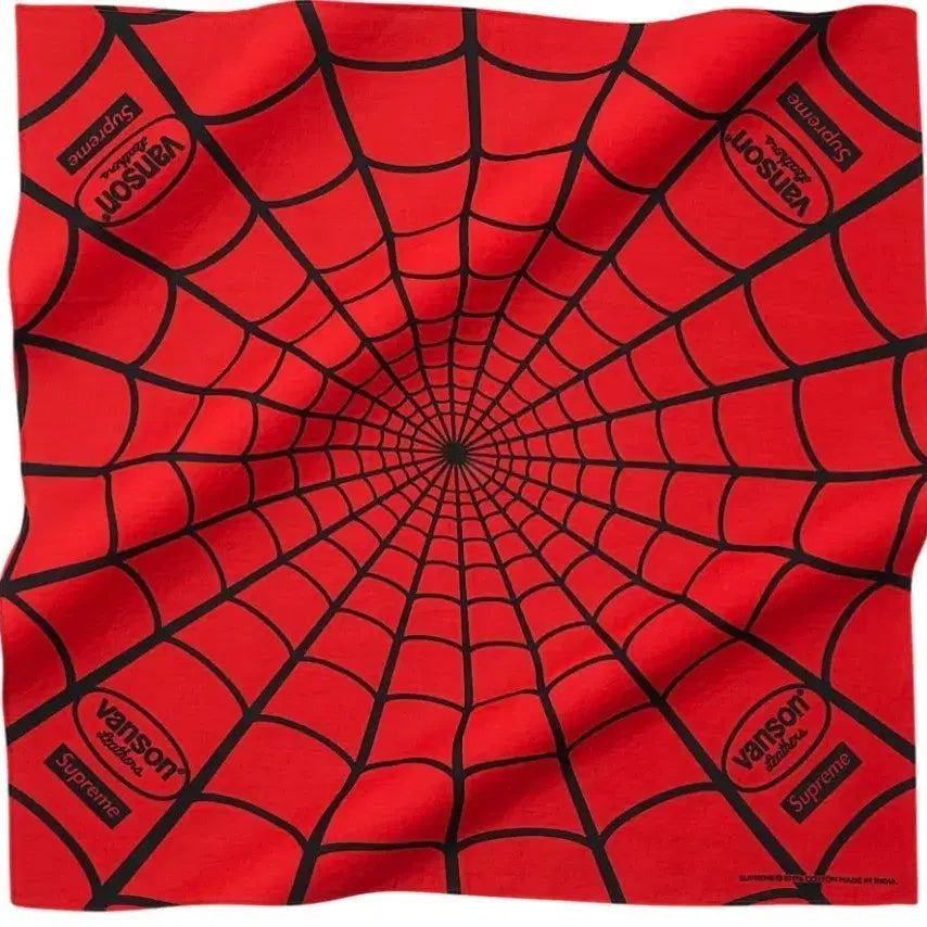 [BUNJANG] Supreme x Vanson Leathers Spider-Man Bandana Red / 슈프림 x 밴슨 레더 스파이더맨 반다나 레드