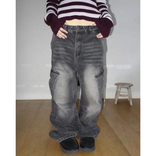 [BUNJANG] ISIZ Cargo Denim Pants Black M / [M] 이즈이즈 카고 데님 팬츠 흑청 아워캐비넷